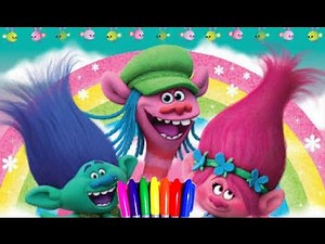 Dreamworks TROLLS Poppy and Friend Coloring Book Pages Fun Art for kids Learning Colors