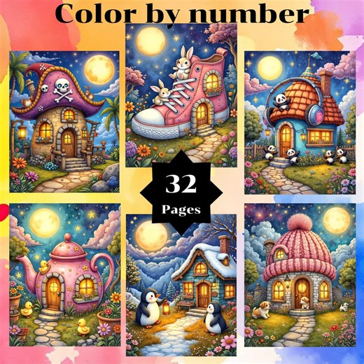 Color by Number, 32 Pages and 24 Colors, for Adults, Printable, 8.5 X 11 In, PNG & SVG File, Digital, Instant Download, Paint by Numbers - Etsy