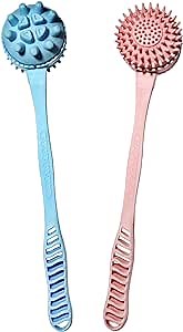 Manual Back Massagers, 2 Pack Massage Hammer for Shoulder Soreness Relief, 15 Inch Long Handheld Plastic Hammer for Whole Body Legs Arms Back in Home Office (Blue+Pink)