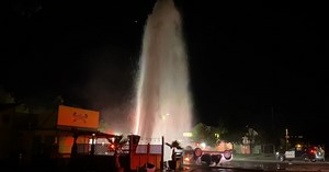 Fire hydrant floods street after vehicle crash in Arroyo Grande
