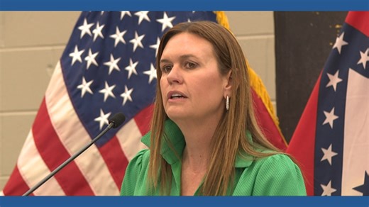 Sarah Huckabee Sanders addresses Arkansas National Guard before Middle East deployment