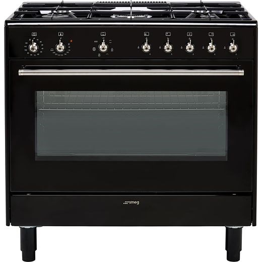 Smeg Concert CX91GMBL 90cm wide Dual Fuel Range Cooker with Gas Hob