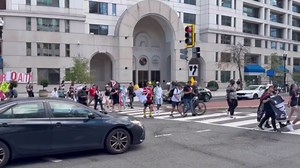 Protest march for worker rights and social justice in Washington DC, USA