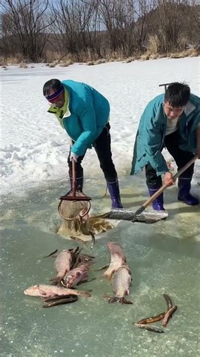 The Art of Ice Fishing: A Traditional Winter Harvest #foryou #fishing
