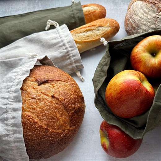 Linen Bread Bag: Reusable Pouch for Sourdough, Baguette, Artisan Loaf Storage - Etsy