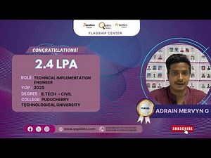 Congratulations,Adrain Mervyn G, for getting placed as an Technical Implementation Engineer.