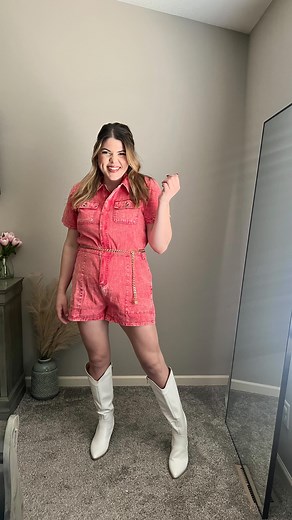 The romper of all rompers!! This is screaming concert outfit for you! 10/10 stars! Who are you seeing (or dreaming of seeing) in concert this year? I’ve got my eyes set on Thomas Rhett next month 😍 Country concert outfits, what to wear to a concert, coastal cowgirl, amazon outfit, romper outfit, midsize outfit, spring outfit, denim outfit #midsizestyle #concertoutfit #romperoutfit #coastalcowgirl #denimoutfit | Erica Suckow