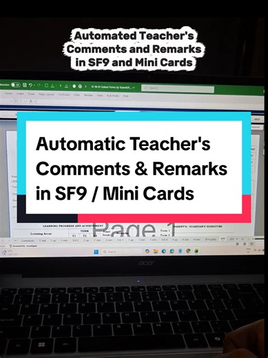 Automatic Teacher's Comments & Remarks for SF9 Mini Cards