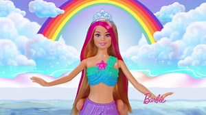 Barbie Mermaid Doll with Water-Activated Twinkle Light-Up Tail, Barbie Dreamtopia Mermaid Toys, Purple-Streaked Hair