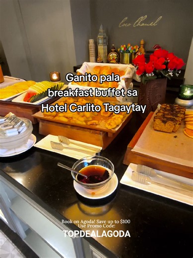 Morning breakfast buffet at Hotel Carlito Tagaytay. Planning to stay here? Book via Agoda! Use promo code: 𝗧𝗢𝗣𝗗𝗘𝗔𝗟𝗔𝗚𝗢𝗗𝗔 and get up to $100 off on Hotels! Planning Tagaytay activities too? Use Agoda Activities code: 𝗘𝗫𝗣𝗟𝗢𝗥𝗘𝗙𝗨𝗡 and get $10 off! #agodaambassador #agodacreatorcommunity #creatorsearchinsights #staycation #budgettravel
