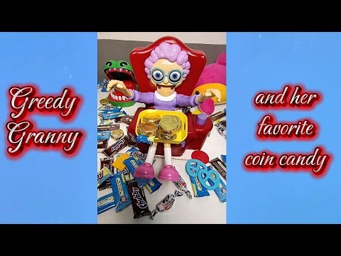 Greedy granny and her favorite coins candy!