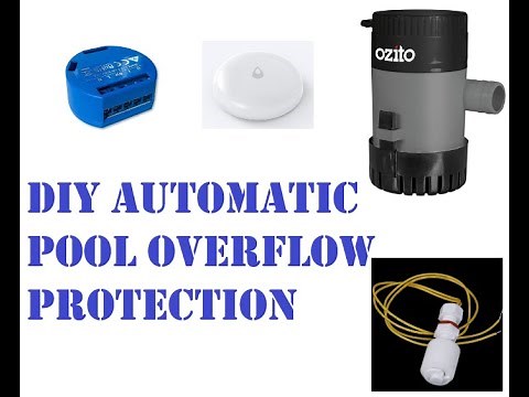 Automatic Pool Overflow Drainage - Hubitat + Shelly 1 + Zigbee Water sensor + 12v Salt Water Pump