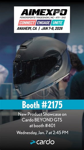 We’re live at AIMExpo in Anaheim. Visit us at Booth #2175 and join the Cardo BEYOND GTS product showcase today at 2:45 PM. See you at the show. #AIMExpo #cardobeyond #cardosystems #cardofam | Cardo Systems