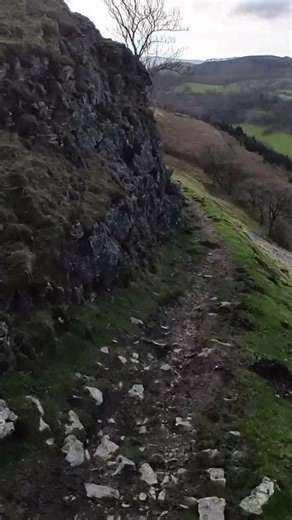 This tight exposed trail on Llangollen Worlds End Descent is scary