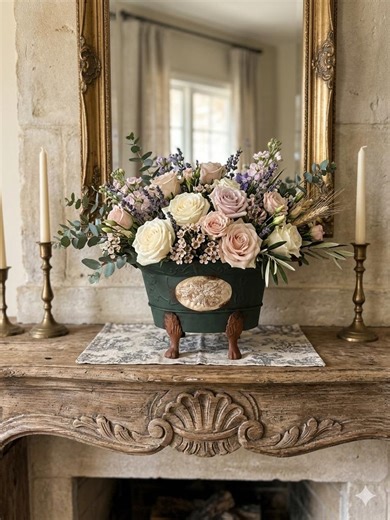 French Country Planter, Vintage Farmhouse Decor Cottage Shabby Chic Container Green - Etsy