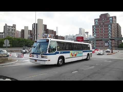 MTA NYC Bus Q102 bus passing on the Roosevelt Island Bridge