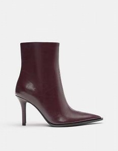 Pull&Bear Stiletto heel ankle boots in burgundy | ASOS