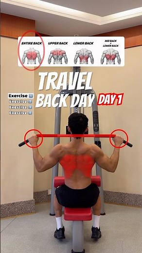 🔸Travel Day 1 Back Workout | 4 Simple Back Exercises🔥 #gymtips #fitnesstips #backworkout #backday