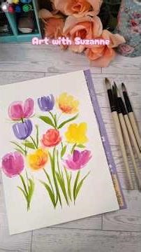 Paint with Me 🩷🌷Watercolor spring flowers #art #watercolor #painting