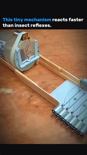 At first glance it looks like a simple little build. A small mechanism on a wooden frame. Nothing dramatic. Then you see the speed. This is a solenoid driven system firing in milliseconds. No spinning gears. No gradual ramp up. Just instant linear force the moment electricity hits. It reacts faster than most insects can process danger. Faster than muscle memory. That same principle powers industrial sorting systems, medical devices, and high speed automation lines. Here it is stripped down so yo