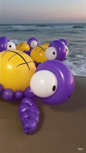 Balloon baby sea turtles head to the ocean #balloon #balloonart #balloons