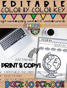 Back to School: EDITABLE Color by Code