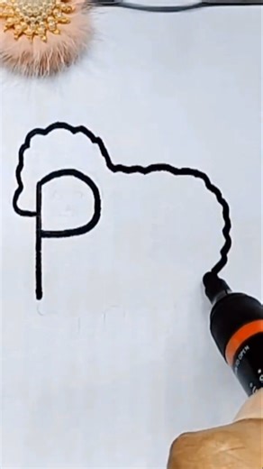 Easy Sheep 🐏 Drawing for Beginners | P Turns Into a Sheep #shorts #sheep #drawing