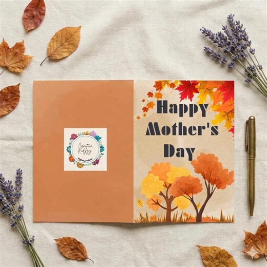Autumn Floral Mother's Day Card, Happy Mom Greeting (digital Download) - Etsy