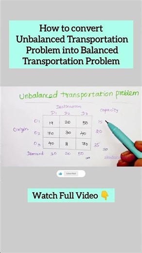 How to convert Unbalanced to Balanced Transportation Problem #or #maths #trending #shorts #viral