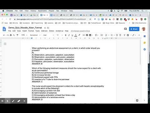 Creating Moodle quiz questions in a word processor using the Aiken format