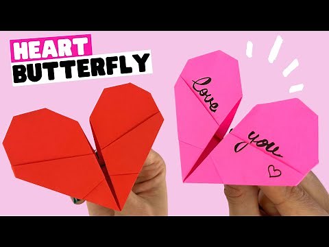 How to make origami heart butterfly, origami Valentines day gift