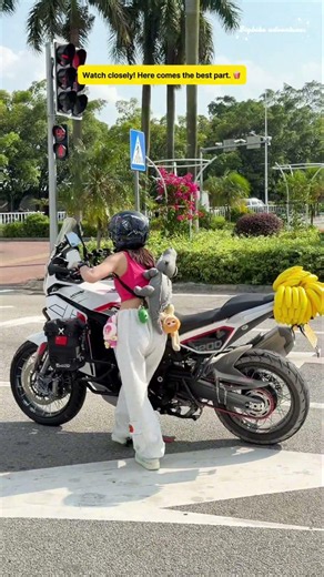 The legendary "vintage bicycle" mount on a massive ADV! 🚲🔥 #bikerchick #skills