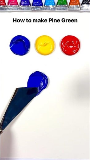 How to make pine green from primary colors #colormixing #colortheory #asmrart #satisfyingart