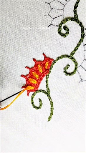 Floral Crown Vine Border Hand Embroidery For Beginners #viral #viralshort #handembroidery