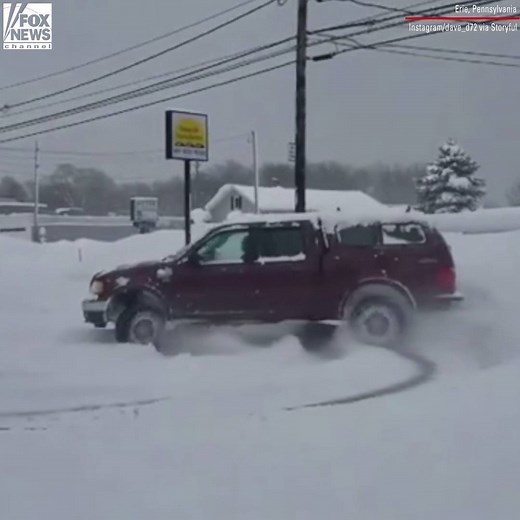 A motorist took an inventive approach to clearing snow in a parking lot in Erie, Pennsylvania – by doing donuts. | Fox News