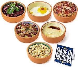 Handmade Clay Cooking Pot Set, Handmade Terracotta Bowl, Glazed Serving Pots for Mexican Dishes, Earthenware Pudding Cups, Turkish Pottery Bowls for Food, Set of 6
