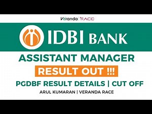 IDBI ASSISTANT MANAGER 2021 - RESULT OUT !!! | PGDBF RESULT DETAILS CUT OFF | VERANDA RACE