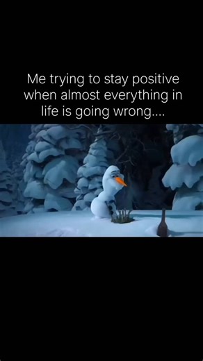 Innerrfeels on Instagram: "The image is a popular social media meme featuring the character Olaf from Disney's Frozen franchise. It uses text overlay to express a feeling of struggling to maintain a positive attitude when life is going poorly. The character shown is Olaf, a snowman. The text is a relatable statement about staying positive in difficult times. The image humorously depicts a situation where Olaf is partially melted but still appearing to smile. #pixar #olaf #positive #humour"