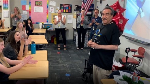 Math teacher receives teacher appreciation award while in chemotherapy