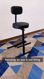Adjustable Guitar Stool with Stand & Backrest, 225LBS Heavy-Duty Padded Guitar Seat with Footrest, Foldable Ergonomic Guitar Chair for Home Practice, Studio & Stage(Black)