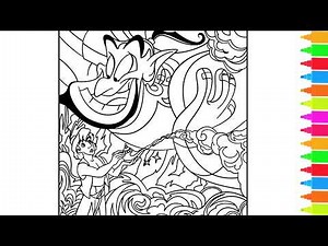 Coloring Disney Aladdin - Aladdin Meets Genie, Princess Jasmine | Disney Coloring Pages