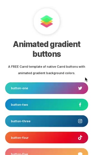 Animated gradient Carrd buttons – A FREE plugin template to make your CTA buttons stand out Was inspired by those colorful animated gradient buttons I saw on some websites and decided to see if it’s possible to do the same on native Carrd buttons… Turns out, we can! Made a FREE plugin template here to share: 🌈 animatedgradientbuttons.carrd.co Let me know if you use it! — #carrd #carrdco #carrdwebsite #carrdwebsites #carrdwebsitedesign #carrdsite #carrdsites #carrdsitebuilder #carrdtemplates #ca
