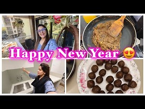 Aaj Dates aur Dryfruits ke Ladoo banaye 😍| Kitchen almost done 🥰| Happy new year everyone 🤗
