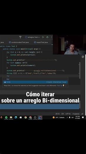 Cómo iterar sobre un arreglo bi-dimensional en Java