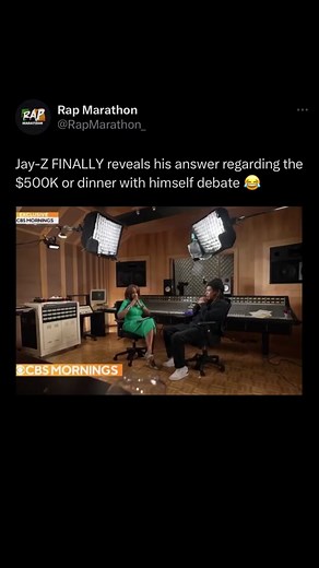 Gayle King asks Jay-Z about the $500K vs dinner with himself debate 😂 #jayz #foryou #fypシ #debate @CBS Mornings
