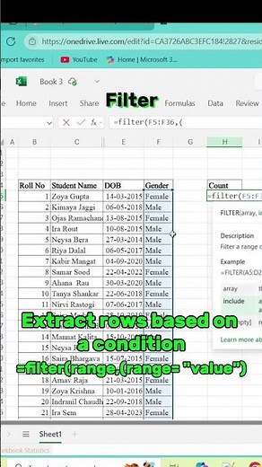 Excel Filter + COUNTA 🔥 Count Only Filtered Values with This Formula Trick! #shorts #excel #filter