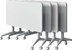 Folding Conference Table,White Modern Training Tables,flip top Training Table with Wheels 47.2in Thick Desktop Ideal for classrooms, Meeting Rooms and Homes (4Pcs)