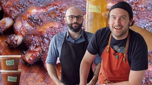 Brad and Binging with Babish are back, baby. Together they make a kombucha and miso infused BBQ sauce in the kitchen before heading over to Brad's backyard to cook up some ribs. | It's Alive