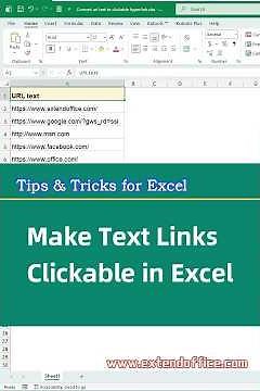 How to Quickly Make Text Links Clickable in Excel？