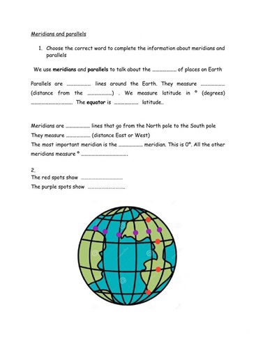 Parallels and meridians worksheet